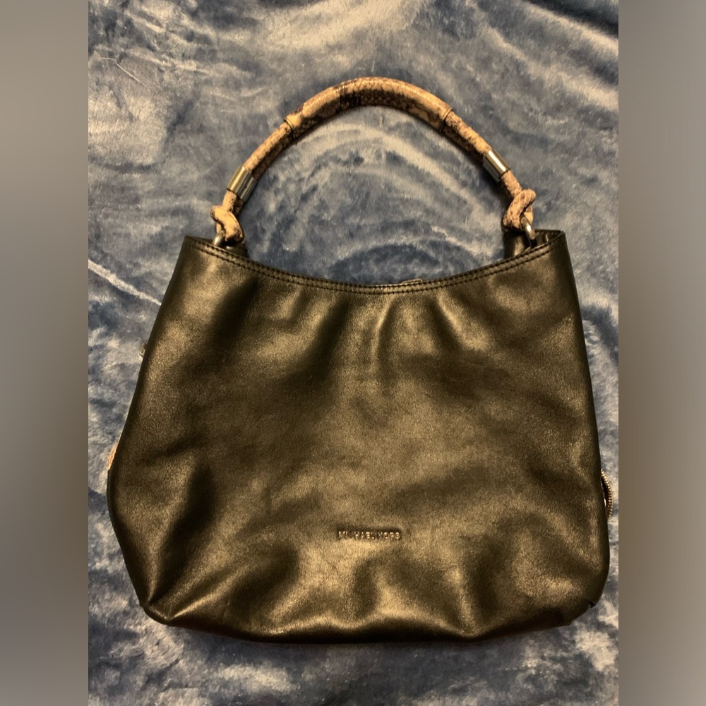 Michael Kors Boho, Black/ Python Zip Dbl Look Pur… - image 1